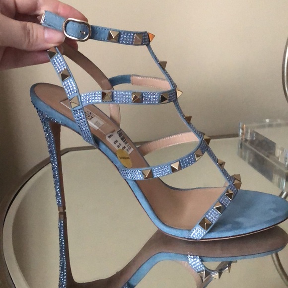 VALENTINO Rockstud Ankle Strap Crystal Sandals high-heel - Picture 3 of 16